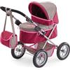 Bayer Design 13078AA Carrozzina per Bambole Trendy, Passeggino per Bambole, Giocattolo, pieghevole, regolabile in altezza con borsa, grigio, rosa con fata