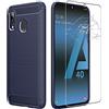 ebestStar - Cover per Samsung A40 Galaxy SM-A405F, Custodia Protezione Carbonio Design, TPU Morbida Antiurto, Blu scuro + Vetro Temperato
