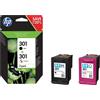 HP Value Pack nero N9J72AE 301 2x Cartucce HP 301: 1x CH561EE + 1x CH562EE