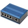 DIGITUS Switch di Rete Poe - Gigabit Ethernet 5 Porte - Montaggio su DIN Rail - Morsettiera - Senza ventole - Nero/Blu
