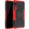 Yiakeng Cover per Huawei P20 Pro, Doppio Strato Antiurto Protezione Silicone con Kickstand Rugged Custodia per Huawei P20 Pro (Rosso)