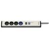 EHMANN 0616x0a048001 Master/Slave PRO Ciabatta elettrica in alluminio, 4 prese (1 Master, 3 Slave), 1 USB Slave, soglia di commutazione regolabile 7-100 Watt, cavo di alimentazione da 1,5 m
