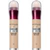 Maybelline New York Correttore Liquido Il Cancella Età, con Bacche di Goji e Haloxyl, Copre Occhiaie e Piccole Rughe, 02 Nude, Confezione da 2