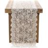 DÉCOCO Tovaglia di Pizzo Bianco 75 * 300 cm in Pizzo Tavolo Overlay Vintage Ricamato in Pizzo Overlay Decorazione di ricevimento Vintage Boho Decorazione di ricevimento di Nozze