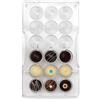 Decora 0050152 Stampo Professionale Cioccolato Mezza Sfera con Foro, 18 cavità da Ø25 x h12,5 mm, Policarbonato