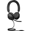 Jabra Evolve2 40 PC Headset - Noise Cancelling Microsoft Teams Certified Stereo Headphones With 3-Microphone Call Technology - USB-A Cable - Black
