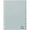 Durable 651210 - Divisorio con tasti prestampati 1-12, f.to A4 verticale, 12 tasti, foratura universale, grigio, 1 pacco con 25 pezzi