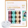 GuirLED Ghirlanda luminoso a LED per batuffoli di cotone USB - Telecomando wireless - Luce notturna per bambini 2h - Adattatore di alimentazione doppio USB 2A incluso - 4 intensità - 16 sfere 3,2 m - Bambino