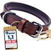 Schnüffelfreunde Collare per cane in pelle | Collari per cani in cuoio genuino (S - 24-30cm, Marrone)