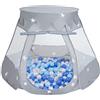 Selonis Tenda 105X90cm/200 Palline Castello Con Palline Colorate Per Bambini, Grigio:Babyblue/Blu/Pearl