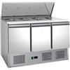 Ristoattrezzature Modello: 93240031686019,Banco frigo saladette con coperchio copri ingredienti 3 porte 1365x700x865h mm 4 vaschette GN 1/1