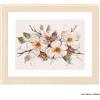 LANARTE Kit Punto Croce Contato Fiore di MELO Decorativi per Pareti ca. 49 x 39 cm Set Fai da Te Creativo Adulti Ricamo Casa Decor Arte da Parete Kit per Hobby Cross Stitch