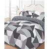 Dreamscene forme Set Copripiumino Una piazza e mezza, 3 pezzi, 200 x 200 cm, 50% Cotone 50% Polietere, Reversibile