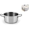 H&H Casseruola Inox Elodie Fondo A Induzione 2 Manici 14 Lt1,2 Pentole Cucina, Acciaio Inossidabile, Argento, 14 cm