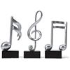 HAUCOZE 3pcs Nota Musicale Statue Scultura Moderan Decorazione Arte Pianoforte Figurina Musica Regalo per Casa Soggiorno Ufficio Resina Argento 19cm