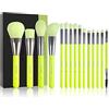 Docolor 15 Pezzi Vegano Set Pennelli Make Up Professionali Fondotinta in polvere Evidenziatore Correttore Ombretto Matita per sopracciglia Spoolie Capelli sintetici-Verde Neon