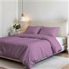 Italian Bed Linen Elegant Parure Copripiumino Letto Matrimoniale 100% Microfibra, Made in Italy - Set Copri Piumino - Sacco Piumone 250x200cm con Patella + 2 Federe 50x80cm, Tinta Unita - Lilla