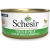 Schesir, cibo umido per cuccioli, filetti di pollo aromatizzati con aloe preparati in gelatina morbida, per un totale di 2,7 kg (18 lattine da 150 g)