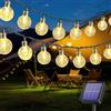 Augone Catena Luminosa Esterno Solare, 50 LED/7 M, 8 Modalità Sfere Di Cristallo a Energia Solare, Impermeabile, Per Interni ed Esterni, Per Giardini, Feste, Natale(Bianco Caldo)
