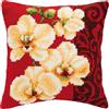 VERVACO Kit Cuscino Punto Croce Orchidee Bianche Set Ricamo Principianti Cuscini Gobelin Decorativi ca. 40 x 40 cm Accessori per Lavoretti Creativi DIY Casa Decor Hobby Adulti Cross Stitch