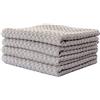 Carenesse Set di Asciugamani da 4, 50 x 100 cm, qualità premium di hotel, design a nido d'ape e bordo della scatola, 100% cotone, grigio