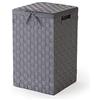 Compactor Tex Cesto Portabiancheria Quadrato Con Coperchio, Grigio, Tessuto Con Struttura In Metallo, Fodera In Lino Rimovibile, 30 x 30 x 50 cm, RAN6890