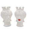 CERAMICHE CALTAGIRONE Coppia Teste di Moro Ceramica Siciliana Caltagirone Labbra Rosse cm 23