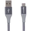 Amazon Basics Cavo da USB 2.0 USB-A a Micro USB, in nylon a doppio intreccio , 3 m,Grigio scuro