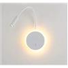 Budbuddy 3+8W LED Lampada da lettura luce di lettura nero Lampada da comodino per la lettura a letto, flessibile a collo di cigno flessibile, luce notturna in alluminio (Bianco/Bianco caldo)