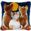 VERVACO Kit Latch Hook Cuscino Gatti di Notte Kit Gancio di Chiusura Tappeto ca. 40 x 40 cm Set Ricamo Principianti Casa Decorazioni attività Creative Adulti Hobby Rilassanti Gobelin Cuscino