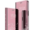 MLOTECH Cover per Huawei P20 PRO Custodia + Vetro temperato Flip Traslucido Clear View Specchio Standing Cover Anti Shock Placcatura Cover Oro Rosa
