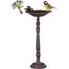 Relaxdays Fontana per Uccelli a Colonna, Decorazione da Giardino, Mangiatoia, per Uccelli Selvatici, H40 cm, Marrone
