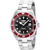 Invicta Pro Diver - Orologio da uomo in acciaio inossidabile con movimento al quarzo - 43 mm, Argento / Rosso