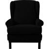 EBETA Jacquard Salvadivano Copripoltrona Trapuntato Adele, Copripoltrona con Orecchie Poltrona Protettiva Elasticizzato Antiscivolo (Nero)