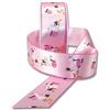 Präsent - Nastro di raso stampato Adebar rosa 40 mm di larghezza, 20 m di lunghezza