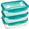 Amazon Basics Set di 3 contenitori ermetici per alimenti da 1.2 litri, con coperchio, in plastica senza BPA, adatti per frigorifero, congelatore, microonde e lavastoviglie, trasparenti