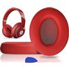 SoloWIT® Cuscinetti Auricolari Di Ricambio per Beats Studio 2 e Studio 3 Wired/Wireless Cuffia con morbida pelle proteina/memory foam/nastro adesivo forte - Rosso
