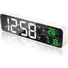 MOSUO Sveglia Digitale da Comodino, Orologio da Parete con LED Temperatura Data, 10'' Specchio Grande Schermo USB Clock, 2 Allarme 40 Musica 6 Luminosità di Regolabile 4 Volumi, Bianco