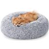 Feandrea Cuccia Cane Interno, Cuccia per Cani, Lettino per Animali Domestici a Ciambella, Cuscino Sfoderabile e Lavabile, Tappeto di Peluche, Diametro 60 cm, Grigio Ombré PGW038G01