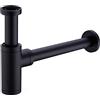 Keymark - Sifone universale in ottone per lavabo e lavandino, 1 1/4 x 32 mm, con scarico su misura e tubo di immersione molto lungo di 200 mm, antiodore, colore: nero opaco