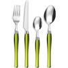 PRADEL ESSENTIEL - Cestello in filo metallico con 24 posate per 6 persone - Purity - Acciaio 18/0 - Finitura Standard - Verde