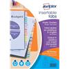 AVERY 60400402 1 x Set di divisori in polipropilene trasparente, formato A4, etichette personalizzabili. E Laser