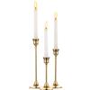 Nuptio 3 Pezzi Portacandele Conici in Metallo Dorato in Ottone Candeliere, Candelabri Centrotavola Decorativi Vintage e Moderni per Mensola da Tavolo Regalo di Inaugurazione Della Casa