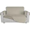 Italian Bed Linen Copridivano COZY 2 Posti Seduta 125 cm - Fodera Protezione Divano Imbottita con Copribraccioli, Tessuto Microfibra Waterproof Effetto "Mano Pesca" e Retro Gommato Antiscivolo - Panna