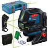 Bosch Professional Livella Laser GCL 2-50 G,laser verde, da interno, supporto RM 10, morsetto per soffitto, raggio d'azione visibile fino a 15 m, 4x batterie AA, valigetta