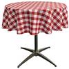 LA Linen Tovaglia Rotonda a Scacchi, 147,32 x 147,32 x 0,04 cm, Colore: Rosso/Bianco