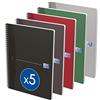 Oxford Office Essentials 100104820 - Blocco note rilegato con copertina morbida, 180 pagine, confezione da 5, colori assortiti