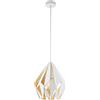 Eglo lampada a sospensione Carlton 1, lampada a sospensione a uno punto | luce vintage, lampada a sospensione retrò in acciaio, bianco, miele, attacco E27, diametro di 31 cm