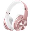DOQAUS Cuffie Bluetooth Over Ear, 3 EQ Modalità, Cuffie Over Ear Audio ad Alta fedeltà 52 Ore Cuffie Bluetooth 5.0, Microfono Incorporato&Doppio driver da 40 mm, per telefono/TV (Oro rosa)