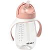 BÉABA - Biberon/Tazza di Apprendimento 2 in 1, Tazza con cannuccia per Bambini, 100% a Tenuta, Salvagoccia, Facile da aprire, Manici Removibili, Tritan e Silicone, 300 ml, Rosa